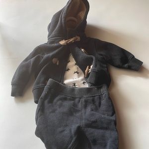 Carters three-piece, 3 month set hoodie, sweatpants, and reindeer, onesie